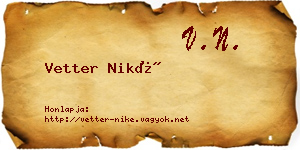 Vetter Niké névjegykártya